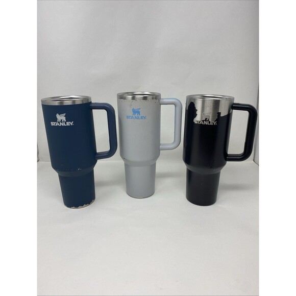 Stanley 40 Oz Tumbler Lot- 3 Tumblers - Blue / Black Gray - Picture 1 of 9